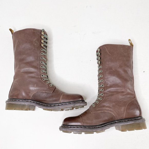 Dr. Martens Brown Combat Boots Womens Size 8 No Box - Picture 8 of 12